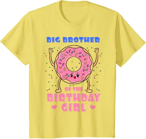 Vista 51 de Big Brother Of The Birthday Girl Donut Bday Party Bro Sib Camiseta, Negro, S
