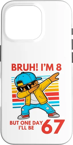 Vista 20 de Bruh I'm 8 But One-Day I'll Be 67 Retro 8th Birthday Kids Case for iPhone 17