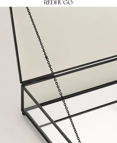 Vista 6 de REDHUGO Cajas grandes de vidrio para exhibición hechas a mano, parte inferior con espejo, caja de joyería de cristal con tapa, para libros, fotos