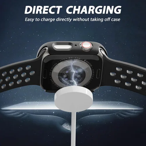 Vista 6 de Paquete de 2 fundas con protector de pantalla de privacidad para Apple Watch SE 3 (2025) / SE2 / SE/Series 6/5/4 de 1.575 pulgadas, funda protectora