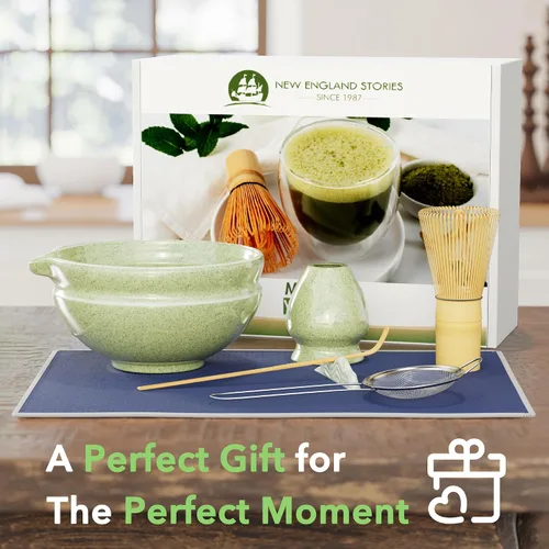 Vista 11 de Juego de batidor de matcha, kit perfecto para los amantes del matcha, incluye cuenco de cerámica, batidor de bambú, soporte, cuchara, tamiz y tela