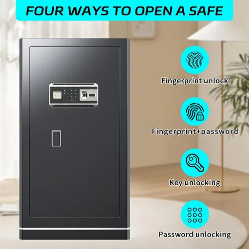 Vista 5 de Caja de seguridad biométrica de 6.5 pies cúbicos, caja de seguridad para el hogar con bolsa a prueba de fuego e impermeable, caja de seguridad