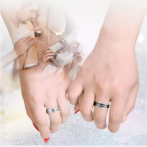 Vista 4 de MJartoria collares a juego para parejas, para él y ella, dijes de anillo grabados, con diamantes de imitación, regalo para novio y novia