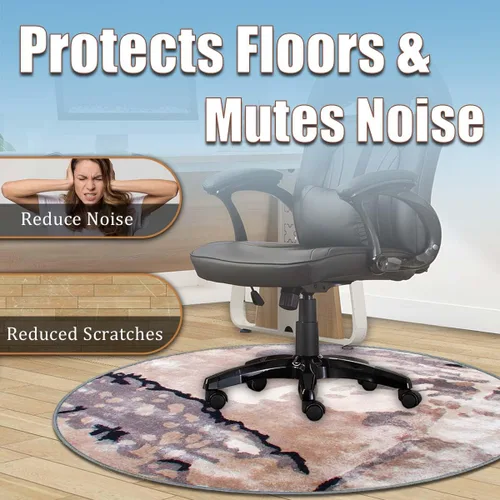 Vista 5 de Tapete para silla de oficina de pelo corto, antideslizante, que reduce el ruido, tapete redondo de 47 pulgadas, tapete decorativo para oficina