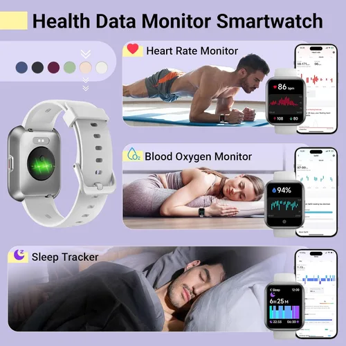 Vista 5 de Quican Potencia tu estilo de vida con Bluetooth Call Fitness Smartwatch para mujeres/hombres, Alexa, reloj inteligente con seguimiento de salud