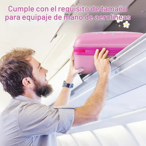 Vista 3 de GYMAX Juego de equipaje de mano para niños, maleta con ruedas de 12 y 16 pulgadas, 2 piezas Pony Corona
