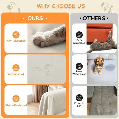 Vista 4 de Lucky Monet Funda de Sofá Impermeable Lavable Protectores de Fundas de Sofá Seccional para Mascotas Perros Fundas de Sofá Resistentes al Agua Manta