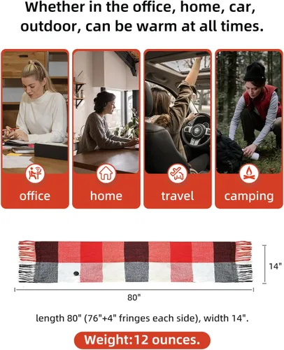Vista 4 de Heated Scarf for Women Include Rechargeable Battery, Electric Heated Scarf for Cold Weather