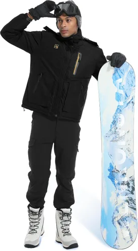 Vista 8 de WENRONSTA Chaqueta de esquí para hombre, abrigo de invierno, cálido, impermeable, rompevientos, montaña, snowboard, con capucha, senderismo, traval