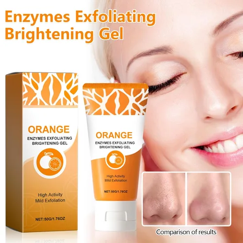 Vista 2 de Orange Enzymes - Gel exfoliante facial de proteasa y niacinamida, gel limpiador exfoliante suave para limpieza profunda de poros y piel suave