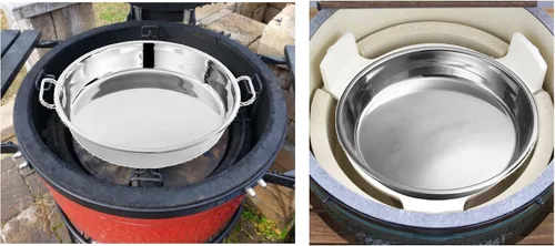 Vista 3 de Bandeja de goteo de acero inoxidable, perfecta para huevos verdes grandes, Kamado Joe Classic Joe, parrillas y ahumadores de bellota y Weber