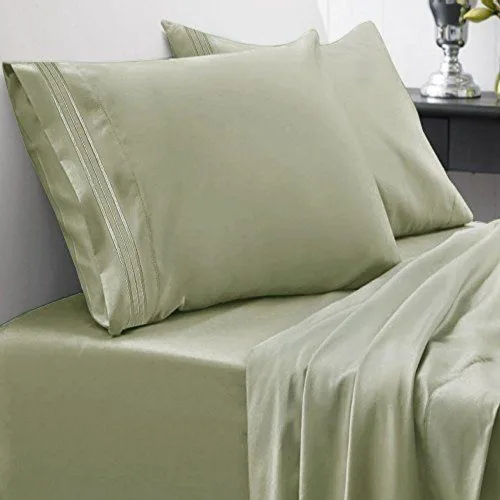 Vista 107 de Juego de sábanas extrasuaves de tamaño individual, ropa de cama transpirable y lujosa con correas elásticas integradas para las esquinas, colección