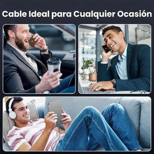 Vista 8 de Cable de carga múltiple de 240 W, cable USB C 6 en 1 de 4 pies, cables de carga rápida con puertos USB-C/A a conectores IP/tipo C/micro para Negro