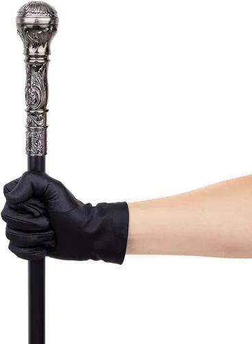 Vista 6 de Bastón redondo de lujo plateado con mango redondo para fiesta, bastón decorativo elegante Crosier Knob Walking Stick 36.6 in