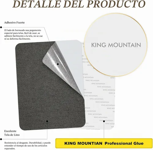 Vista 2 de KING MOUNTAIN Parches de reparación de lino fino, parches de tela autoadhesivos, tamaño extra de 8 x 11 pulgadas, multicolor, se pueden utilizar