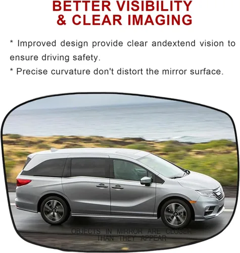 Vista 9 de Espejo lateral del pasajero de repuesto para Honda Odyssey 2018 2019, retrovisor lateral derecho exterior de cristal, con placa de respaldo