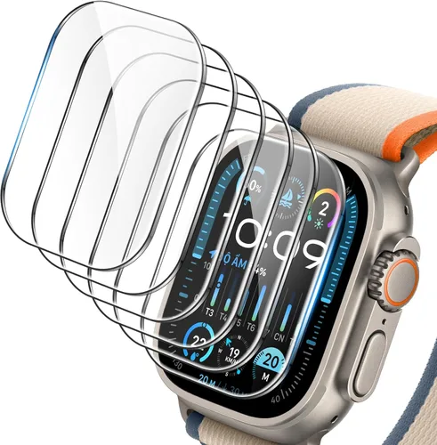 Vista 9 de LK Pack de 3 para Apple Watch Ultra 3 Protector de Pantalla 49mm [Cero-Falla] HD Top 9H Vidrio Templado Apple Watch Ultra / Ultra 2 Protector