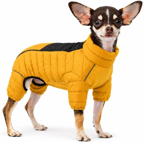 Vista 30 de Suéter para Perro ArmyGreen, Resistente al Viento, Reflectante - Chaqueta de Invierno Dirigible para S, M, L - Cremallera, Tallas Ajustables Verde