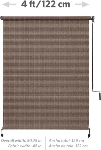 Vista 5 de Coolaroo 454180 Persiana enrollable inalámbrica para exteriores, 4 x 6 pies, madera de Alderwood