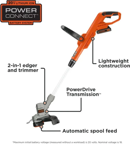 Vista 3 de Black+Decker LST300 - Cortadora y cortadora de bordes de litio de 12 pulgadas / 30.48 cm., 20 V
