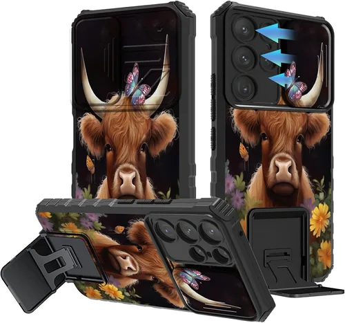 Vista 38 de Funda para Samsung Galaxy A13 5G/4G/A04S, Galaxy A13 5G con cubierta de cámara deslizante, funda de doble capa integrada con función atril