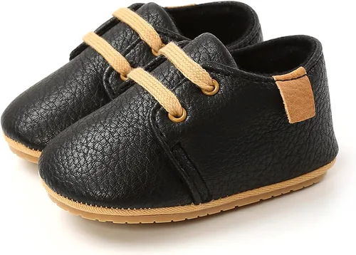 Vista 4 de QWZban Zapatos de bebé para niños y niñas, zapatillas de deporte con suela de goma antideslizante, para cuna de bebé, zapatos de vestir