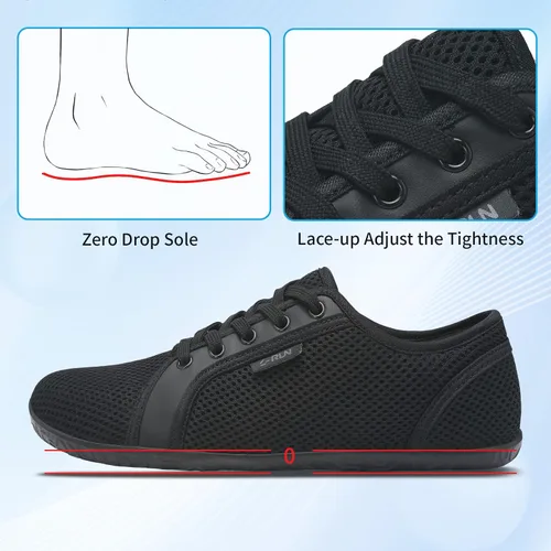 Vista 4 de L-RUN Zapatos minimalistas para mujer, zapatos minimalistas ultraligeros con suela cero caída, zapatos casuales con puntera ancha para yoga y caminar