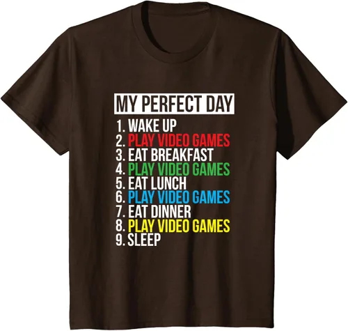 Vista 44 de My Perfect Day" - Camiseta negra de ajuste clásico, cuello redondo, manga corta, poliéster y algodón, Negro