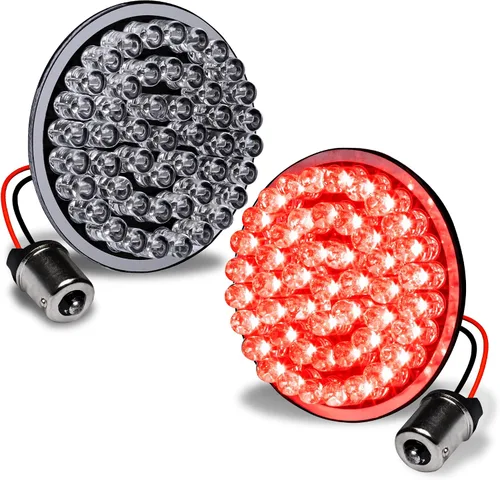 Vista 9 de TRUE MODS 2" 1156 Luz trasera LED anaranjada de señal de giro para Harley Davidson [Juego de par] [Acabado negro] [Estilo bala] Para Harley