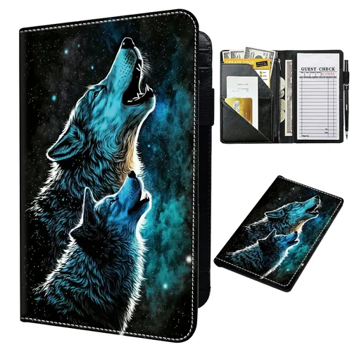 Vista 28 de Libro para camarera con bolsillo con cremallera, de piel sintética, lindo libro para camarera, libros de servidor, restaurante, soporte para cheques