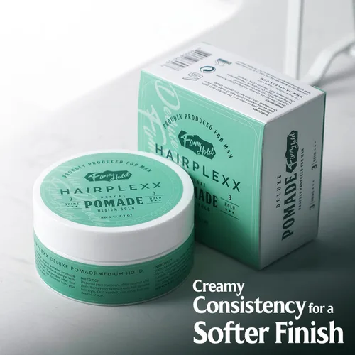 Vista 3 de Hairplexx Pomada para hombres y mujeres – Fuerte sujeción, bajo brillo, no grasa, sin escamas – Control de bordes y domador Flyaway, espalda