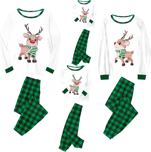 Vista 3 de Pijamas de Navidad para la familia, conjunto de pijamas de Navidad a juego para la familia, pijamas de Navidad para la familia, ropa de dormir 2023
