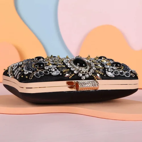 Vista 5 de Fawziya Evening Purse Crystal Beaded Pearl Big Clutch Bags For Women Clutches
