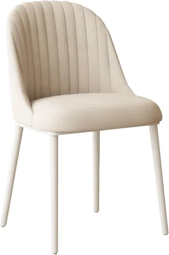Vista 9 de Juego de 2 sillas de comedor, sillas de comedor blancas, silla cómoda con asiento y respaldo de alta elasticidad, silla moderna con patas cónicas
