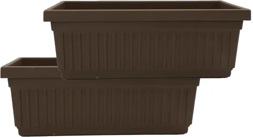 Vista 26 de The HC Companies Macetero veneciano de 18 pulgadas con tapón de drenaje, macetas de plástico ligero resistente a los rayos UV para interiores y Negro