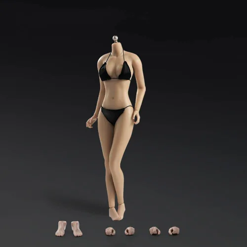 Vista 4 de Cuerpo femenino a escala 1:6, pecho grande, cuerpo femenino sin costuras, bronceado de cobre con esqueleto de acero, figura de acción flexible de 12