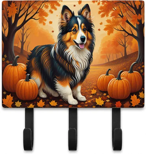 Vista 78 de Affenpinscher - Correa de otoño o llavero Affenpinscher Fall artwork on ceramic tile with three steel hooks for keys, leashes, towels