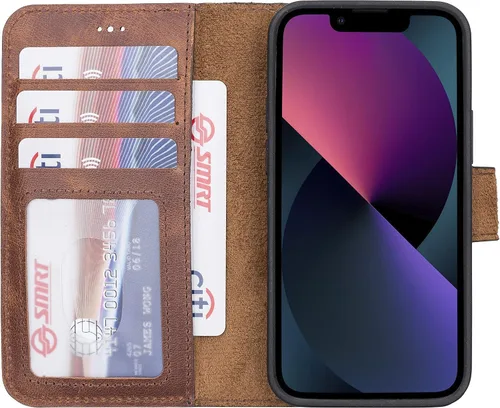Vista 21 de HARDISTON Compatible con iPhone 7 Plus / 8 Plus Funda Cartera, Hecha a Mano de Cuero Genuino, Funda Magnética Desmontable con Tapa Abatible