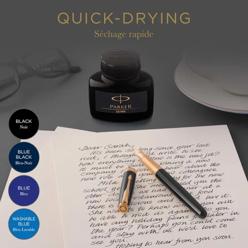 Vista 4 de Botella de tinta permanente Parker Quink de 2 fl oz, Negro negro De tinta negra