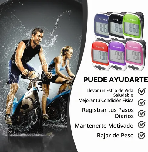Vista 7 de PINGKO Podómetro portátil multifunción para exteriores, deportes, cuenta pasos/calorías/distancia Negro