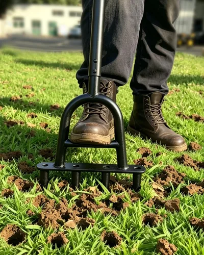Vista 2 de Manual Core Aerator Lawn Tool, Lawn Aerator Tool with 4 Hollow Tines, Plug Aerator 3-Piece Easy Assembly, 45" Ergonomic Yard Grass Aerator for Lawn
