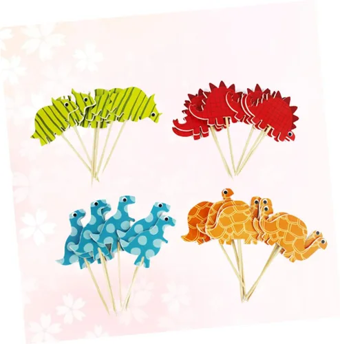 Vista 4 de Dinosaur Cake Toppers 96pcs Paper Cartoon Birthday Party Decorations