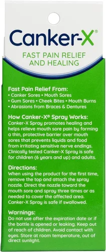 Vista 6 de Canker-X Spray para dolores bucales, alivio del dolor oral de aftas, quemaduras y más, sin quemaduras ni adormecimientos, tratamiento de úlcera