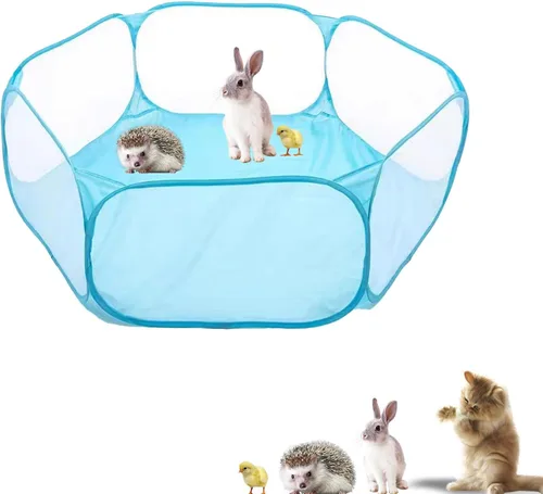 Vista 11 de Corralito para animales pequeños, portátil, con apertura automática, interactivo, para mascotas, valla interior y exterior para conejos, conejillos