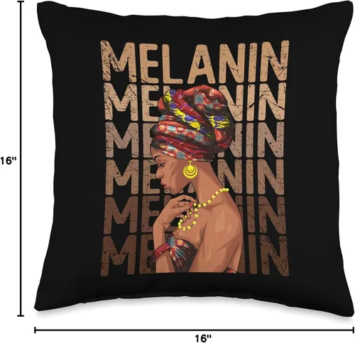 Vista 4 de Black History Month Afro Lover Girl Women Black Strong Women Afro Love Melanin - Almohada de niña africana, 16 x 16 pulgadas, multicolor