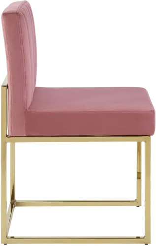 Vista 4 de Modway EEI-3806-GLD-DUS Carriage Channel - Silla de comedor de terciopelo con base copetuda, color rosa polvoriento dorado