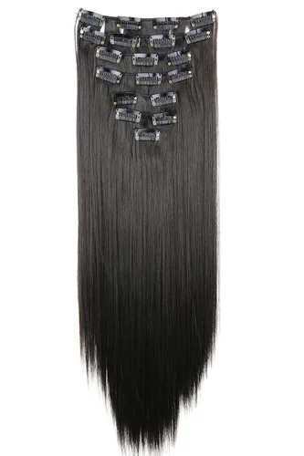 Vista 12 de CAISHA XXL - Juego de 8 extensiones de cabello con clip de 24 pulgadas, extensiones de cabello lacio rojo burdeos CES10