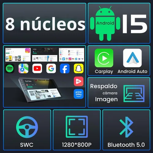 Vista 3 de 8Core Android 15 Radio estéreo para coche para Chevy Silverado GMC Sierra