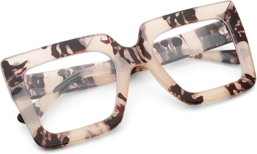 Vista 33 de Pro Acme Gafas de bloqueo de luz azul, marcos cuadrados grandes, anteojos falsos para mujer