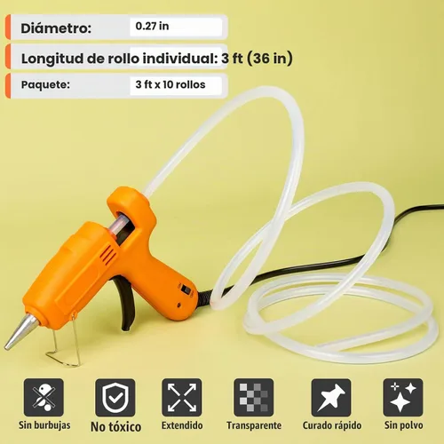 Vista 2 de 10 paquetes de rollos largos de palos de pegamento caliente mini, palos de pegamento de 3 pies de largo x 0.27" de diámetro para pistola de 10 rollos